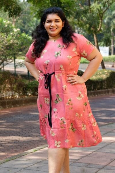 Blush Pink Self-Tie Plus Size Dress