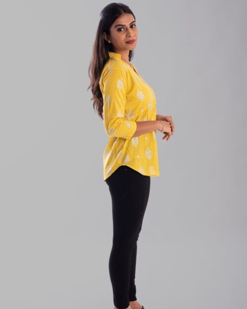Lemon Yellow And Silver Cotton Top - Image 3