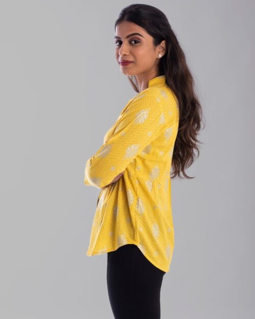Lemon Yellow And Silver Cotton Top - Image 4