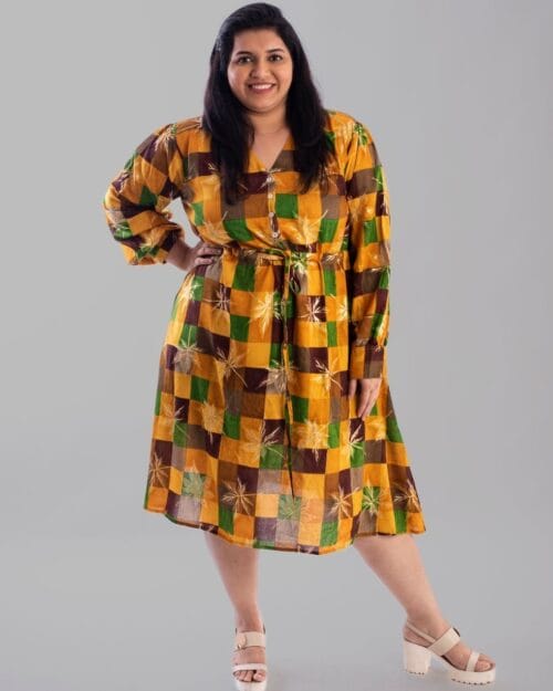 Mustard Yellow Drawstring Plus Size Dress - Image 3