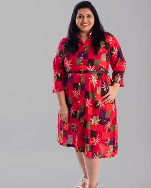 Ruby Pink Shirt Style Plus Size Dress - Image 2