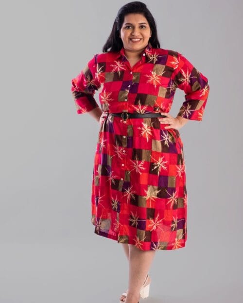 Ruby Pink Shirt Style Plus Size Dress - Image 3