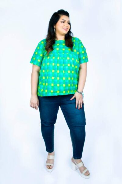Zesty Green Plus Size Asymmetric Top