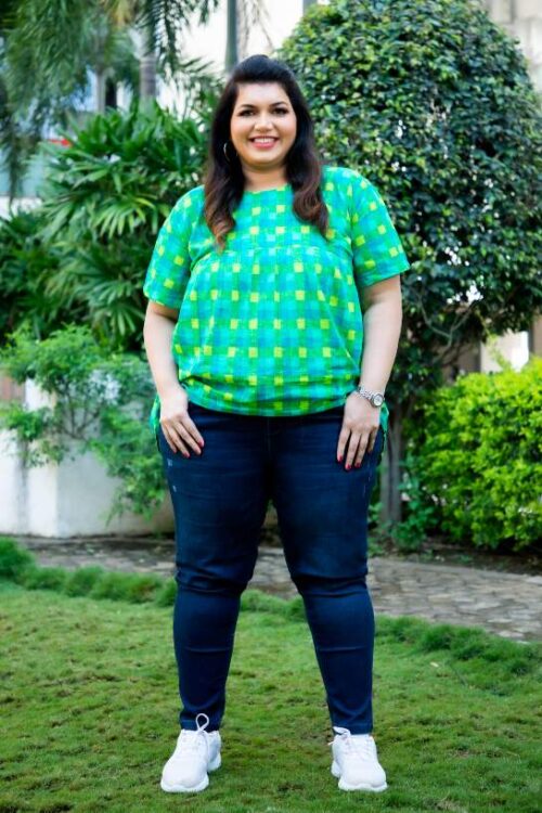 Zesty Green Plus Size Asymmetric Top