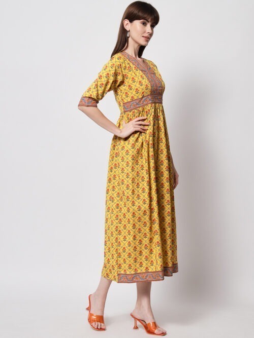 Mellow Yellow Butti V- Neck Dress - Image 3
