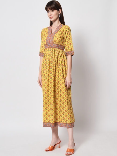 Mellow Yellow Butti V- Neck Dress - Image 4