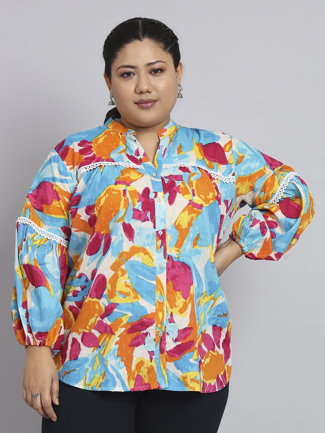 Multi Color Cotton Dobby Tunic Top - Image 3