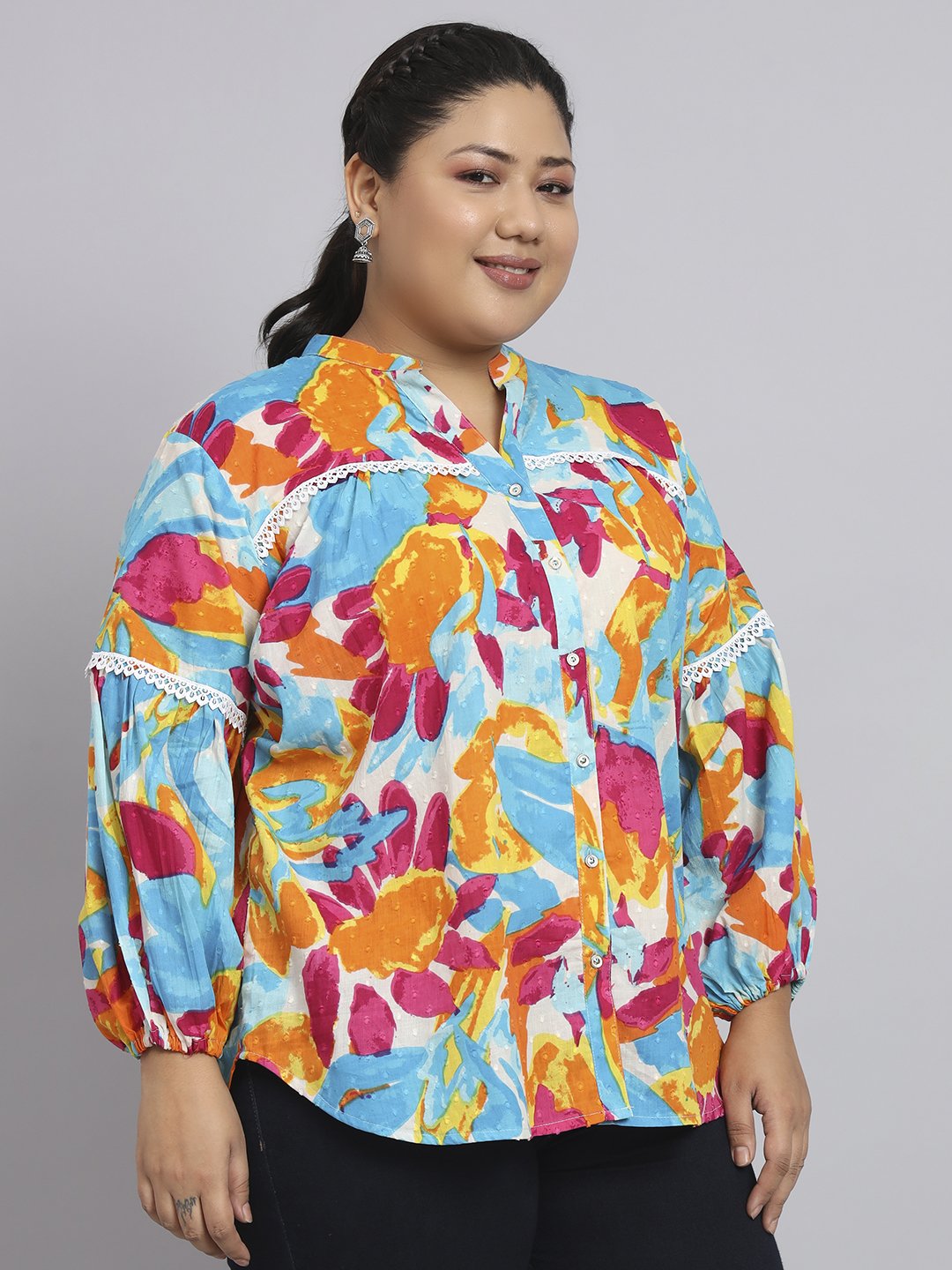 Multi Color Cotton Dobby Tunic Top - Image 5