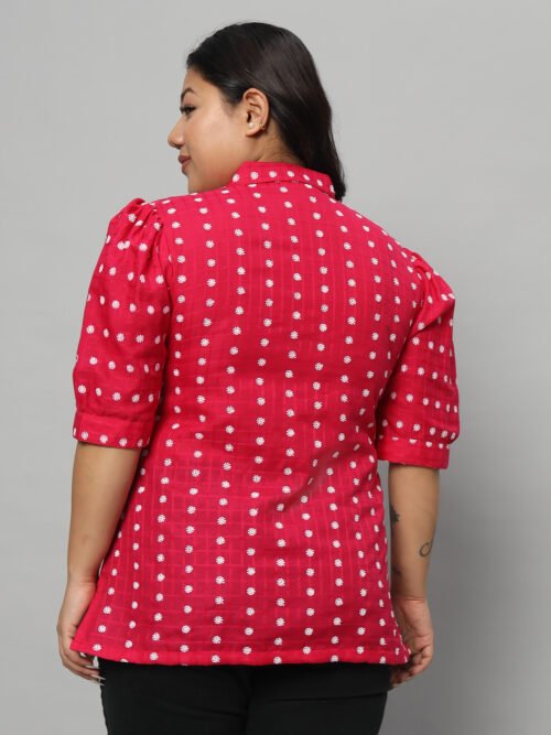 Pretty in pink cotton embroidered plus size shirt - Image 7