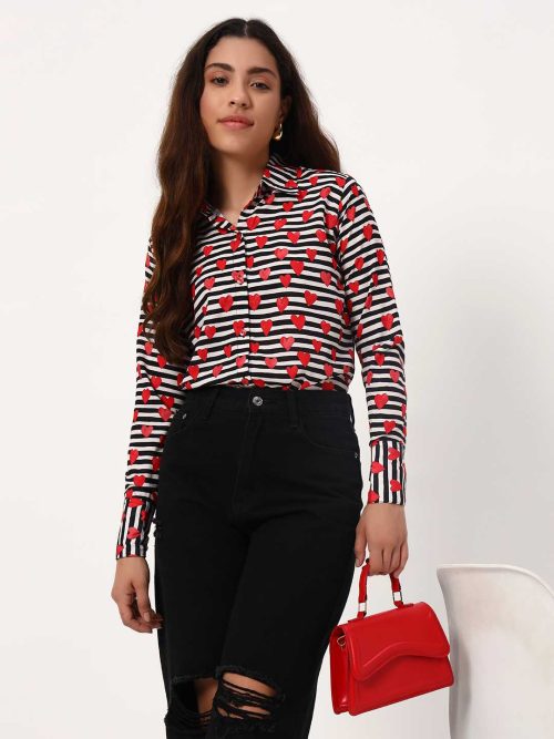 All Hearts Stripes Crepe Shirt