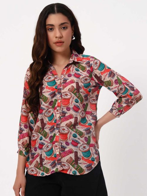 Threads And Buttons Crepe Shirt - Image 2