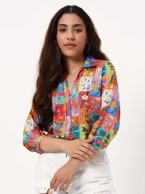 All Things Purple Stamps Crepe Shirt - Image 2