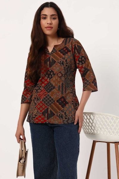 Black Blocks Short Cotton Kurti