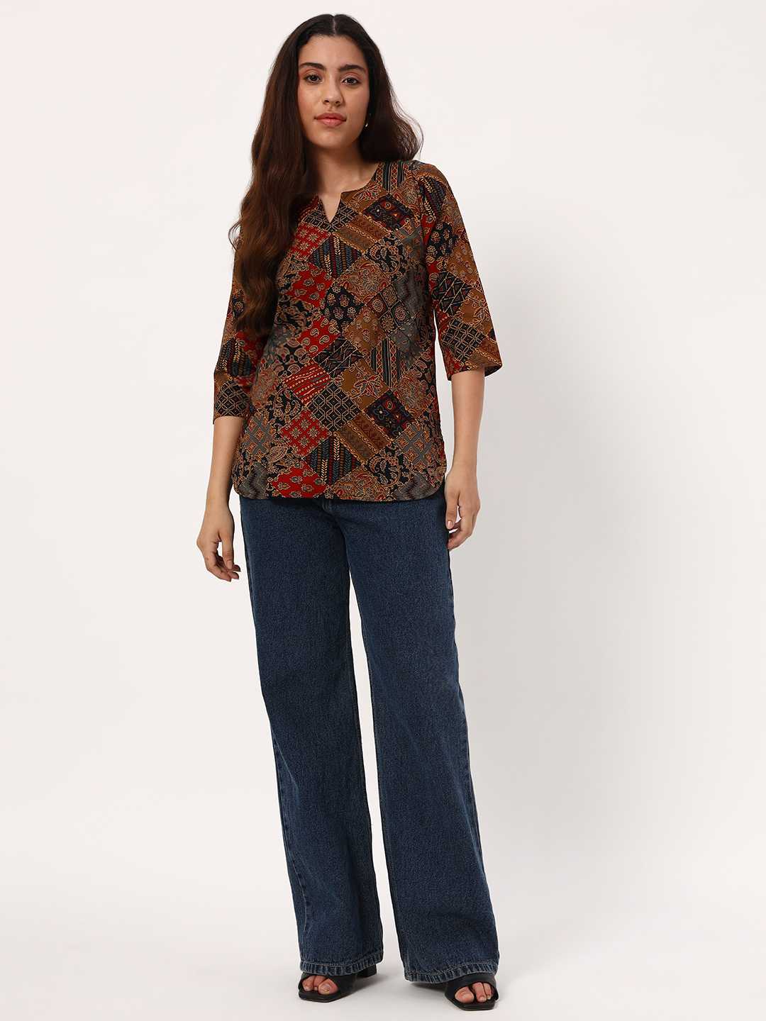 Black Blocks Short Cotton Kurti - Image 2