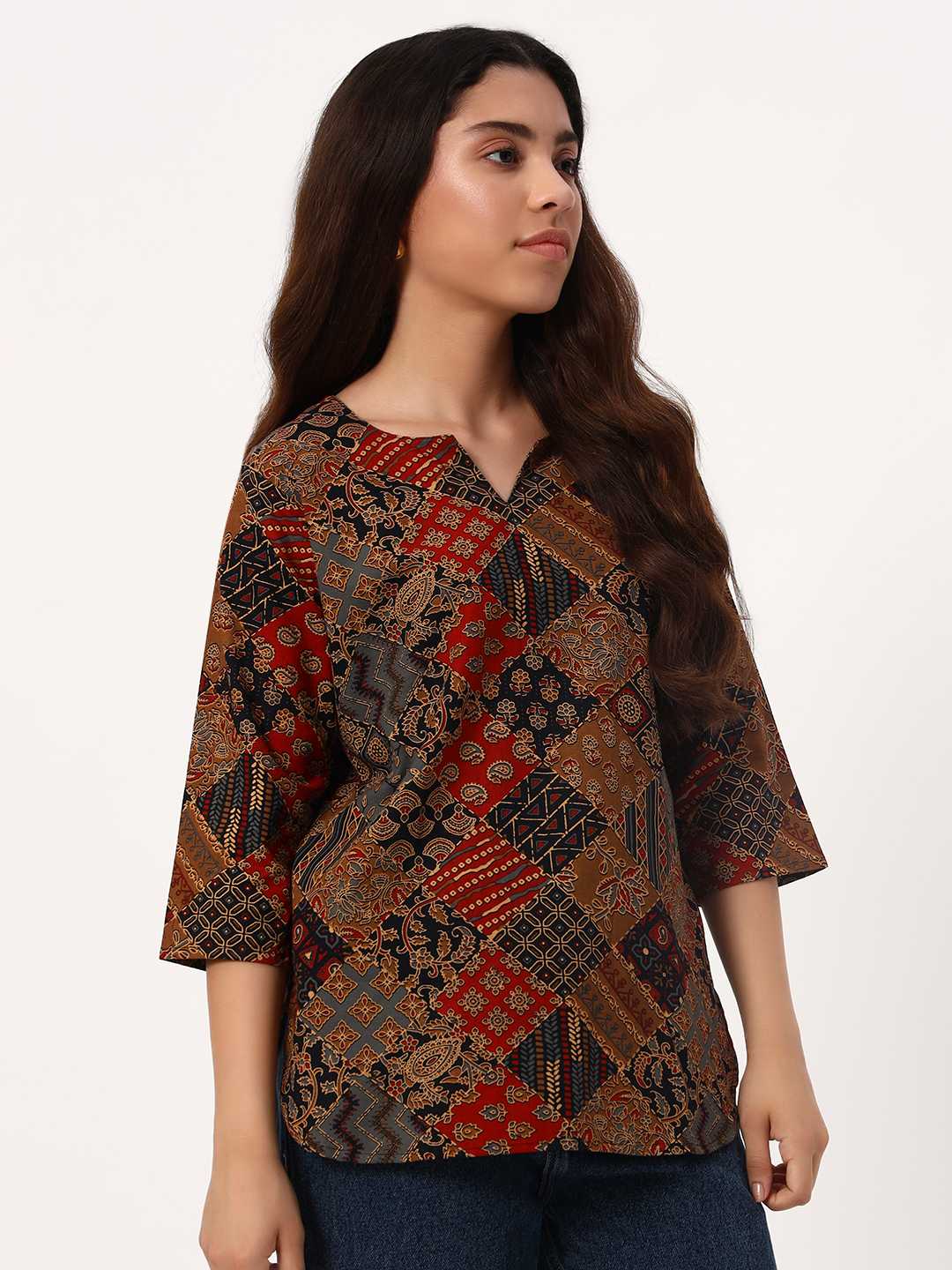 Black Blocks Short Cotton Kurti - Image 3