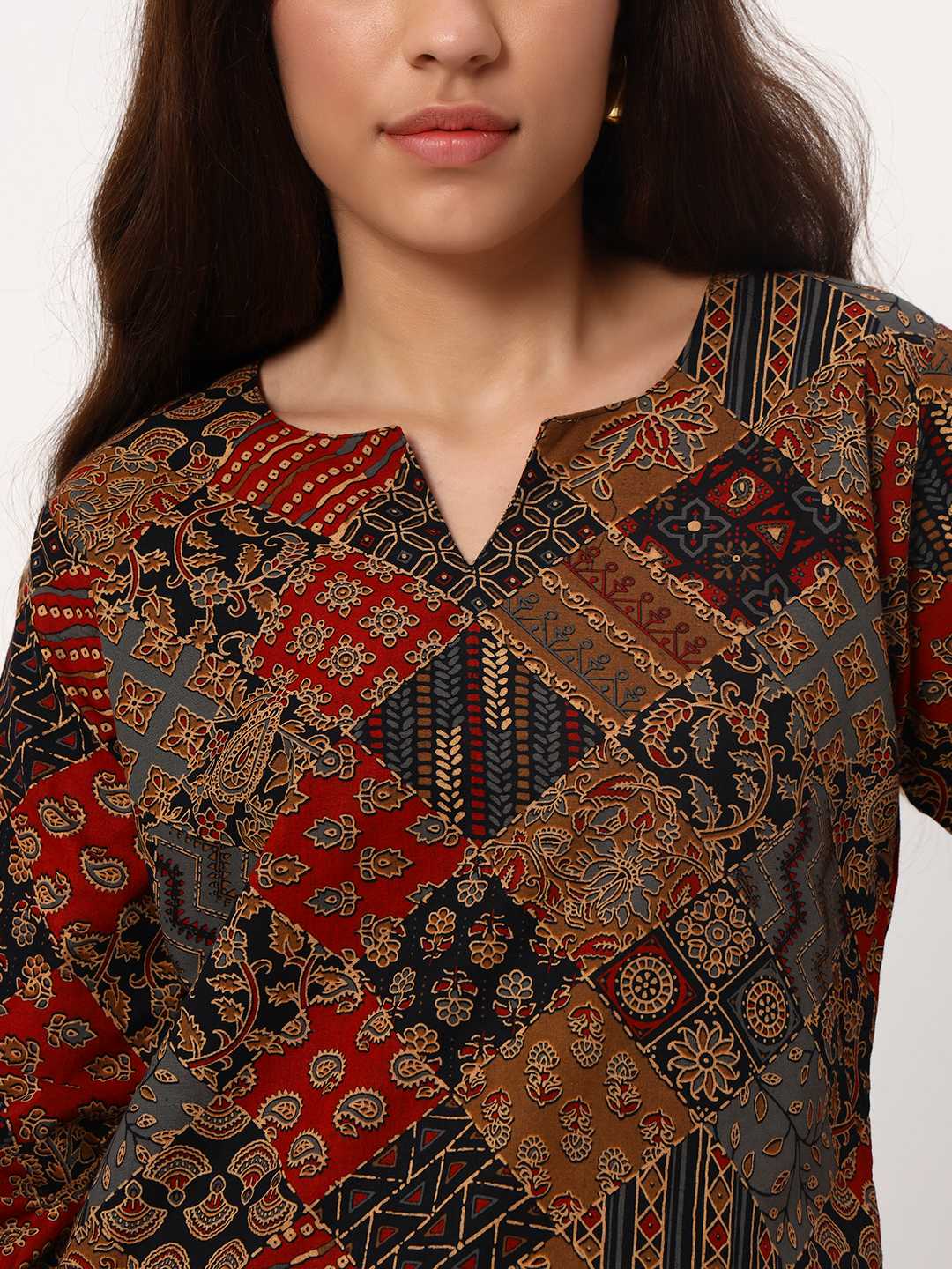 Black Blocks Short Cotton Kurti - Image 4