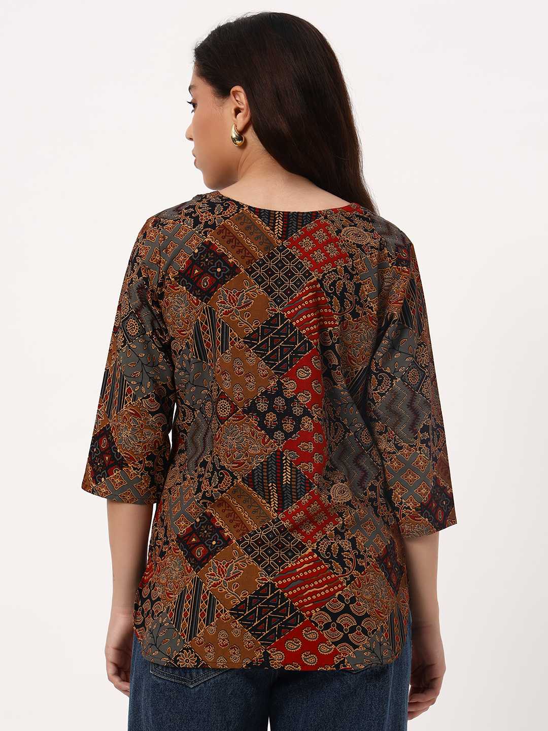 Black Blocks Short Cotton Kurti - Image 5